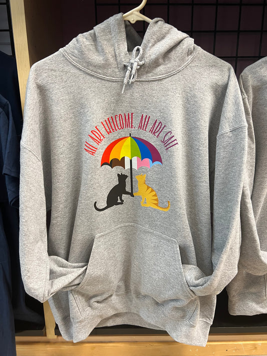 All Are Welcome All Are Safe Kitties Hoodie-Purride